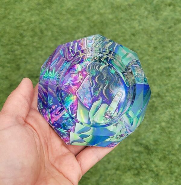 custom crystal ashtray colorful art design